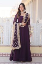 Elegant-Wine-Faux-Blooming-Gown-with-Sequins-Embroidered-Dupatta-2