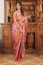 Ethereal-Charm-–-Pink-Kanjivaram-Silk-Saree-with-Zari-Weaving-Work-with-Floral-Design-2