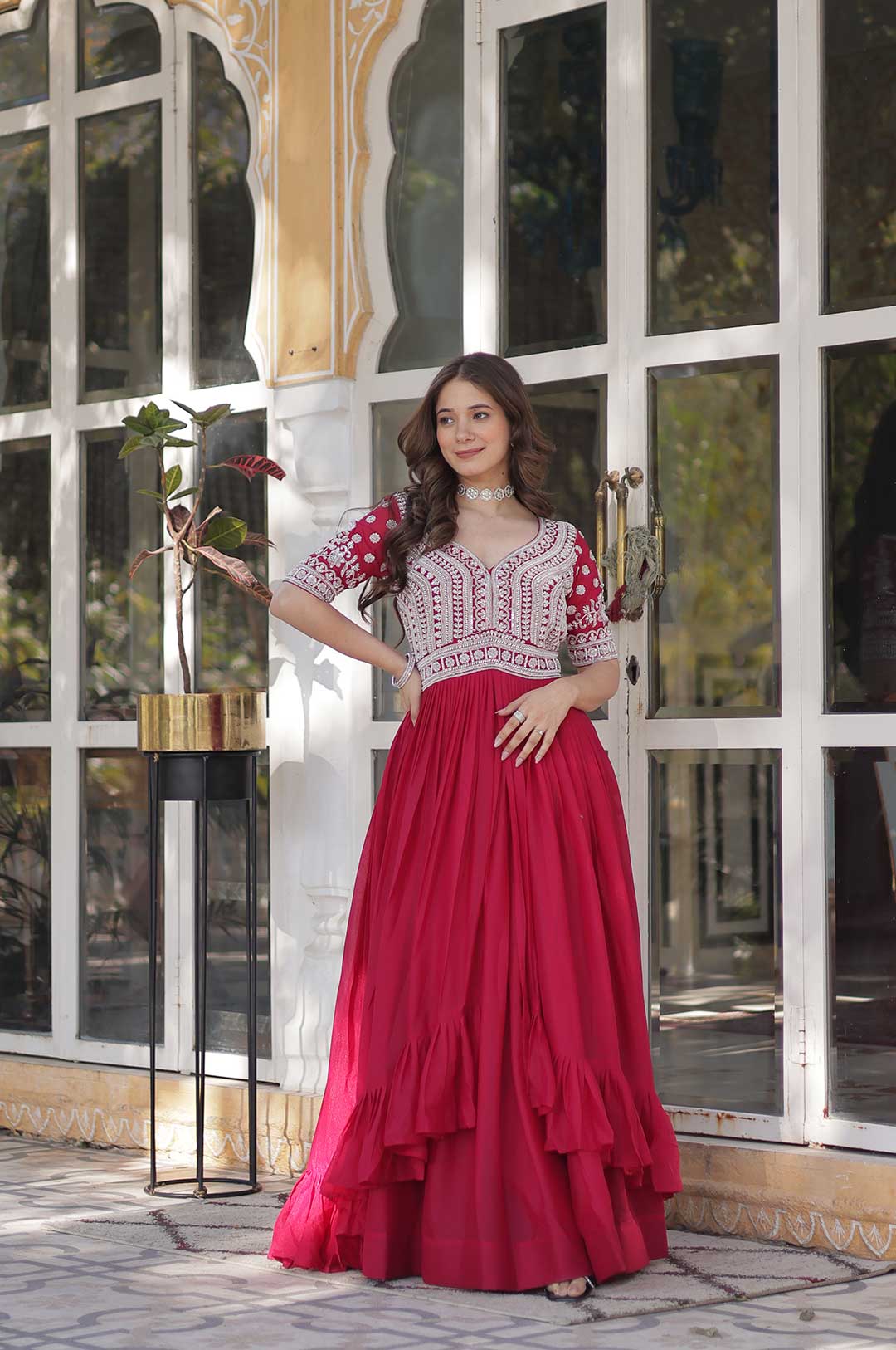 Glamorous Pink Embroidered Kurti with Flowy Lehenga – Drape Yourself in Elegance