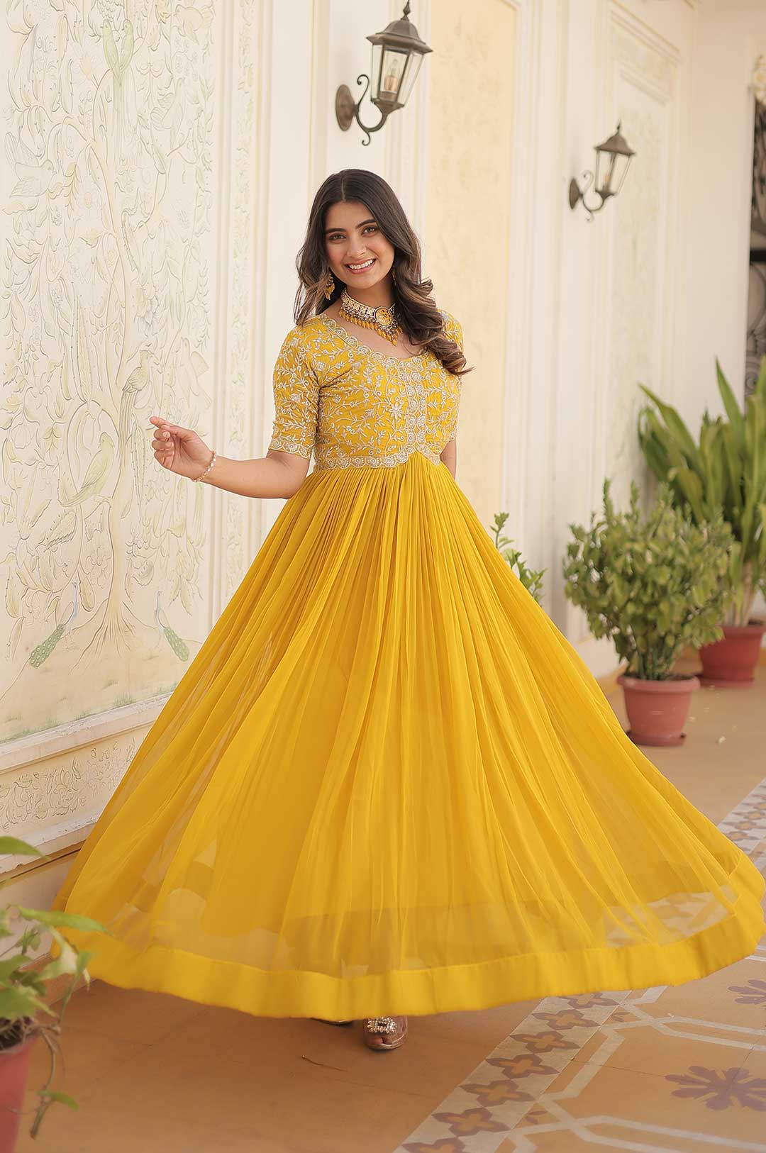 green emerald velvet dress Gold Bridal dress