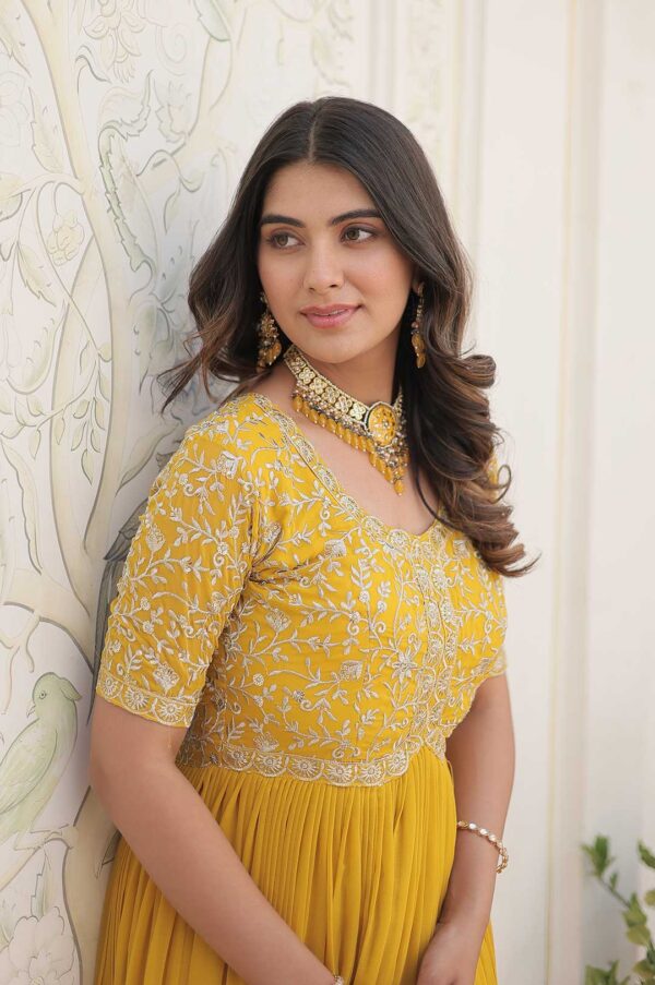Golden Radiance – Yellow Embroidered Zari Sequins Gown