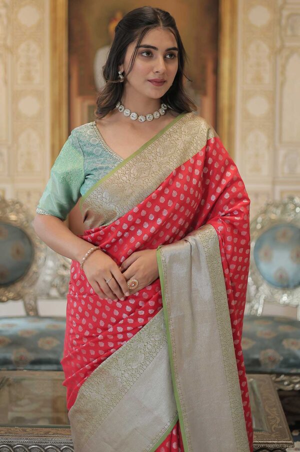 Grace of Tradition –Red and Green Kanjivaram Silk Saree with Zari Weaving