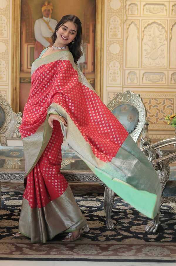 Grace of Tradition –Red and Green Kanjivaram Silk Saree with Zari Weaving