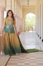 Green-Chinnon-Print-Embroidered-Kurti-Set-with-Dupatta