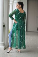 Green-Leheriya-Kurti-with-Kutchi-Patchwork
