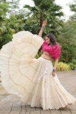 Hot-Pink-Designer-Kora-Cottan-Lehenga-With-Leheriya-&amp;-Kutchi-Patchwork-Blouse--2