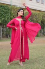 Hot-Pink-Georgette-Anarkali-with-Embroidered-Yoke-and-Dupatta-3