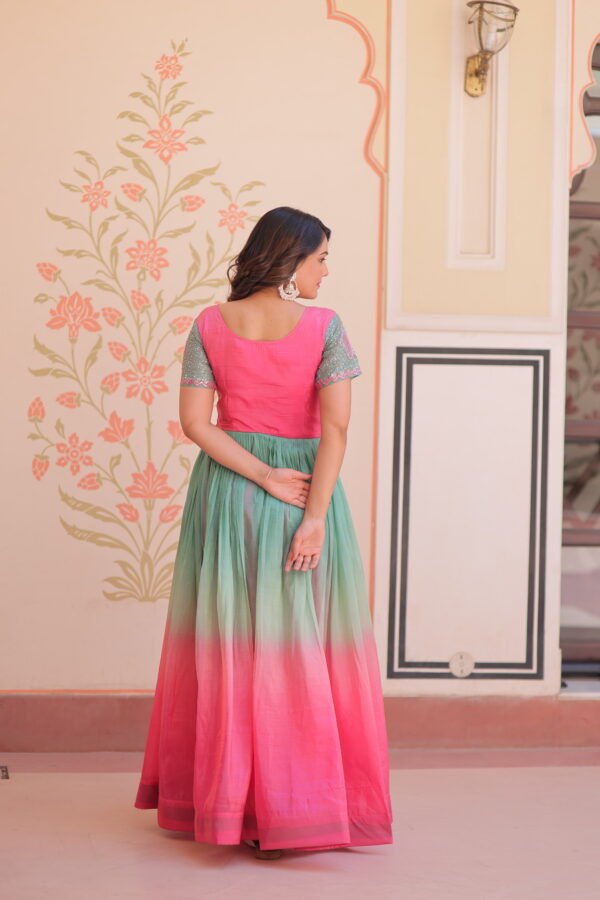 Pink Stunning Gold Crush Gown with Beads Embroidered Work