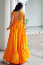 Kutchi-Embroidered-Rayon-Frill-Gown-with-Mirror-Work-–-Yellow-2