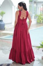 Kutchi-Gamthi-Embroidered-Mirror-Work-Gown-–-Maroon-2