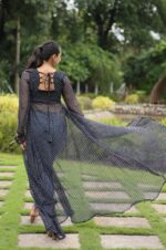 Leheriya-Faux-Georgette-Long-Kurti-with-Kutchi-Patchwork-–-Black-2