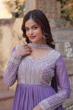 Lovender-Star-Georgette-Embroidered-Gown-with-Beads-&amp;-Sequins-Work-and-Dupatta-Set.-3
