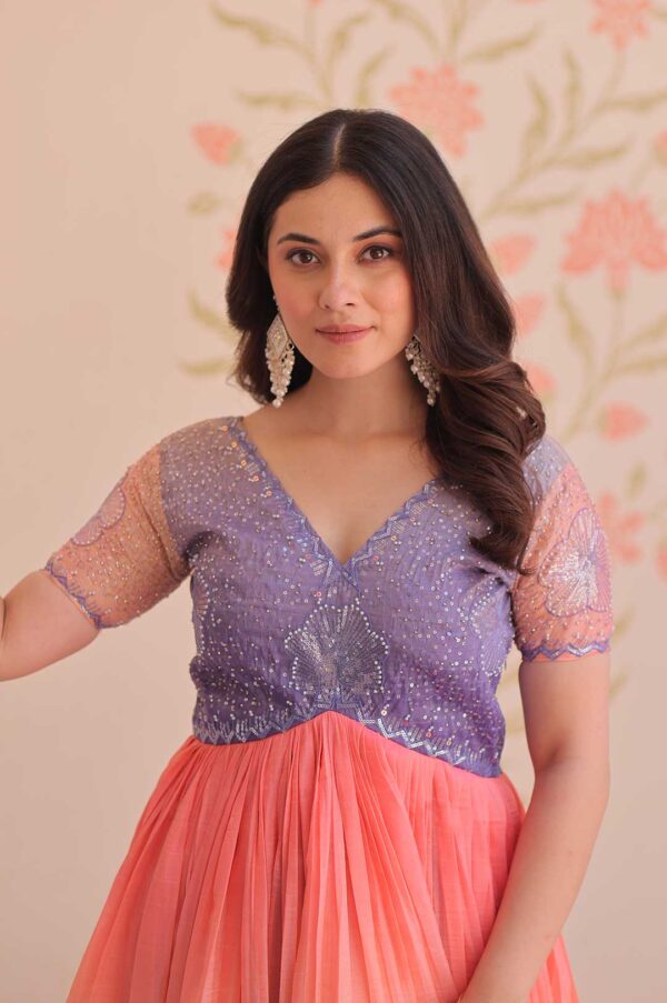 Lovender Stunning Gold Crush Gown with Beads Embroidered Work