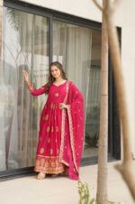 Majestic-Pink-Zari-Embroidered-Gown-with-Dupatta-–-Royal-Charm-Redefined-2