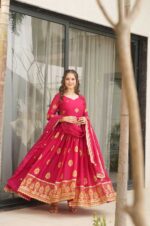 Majestic-Pink-Zari-Embroidered-Gown-with-Dupatta-–-Royal-Charm-Redefined-4