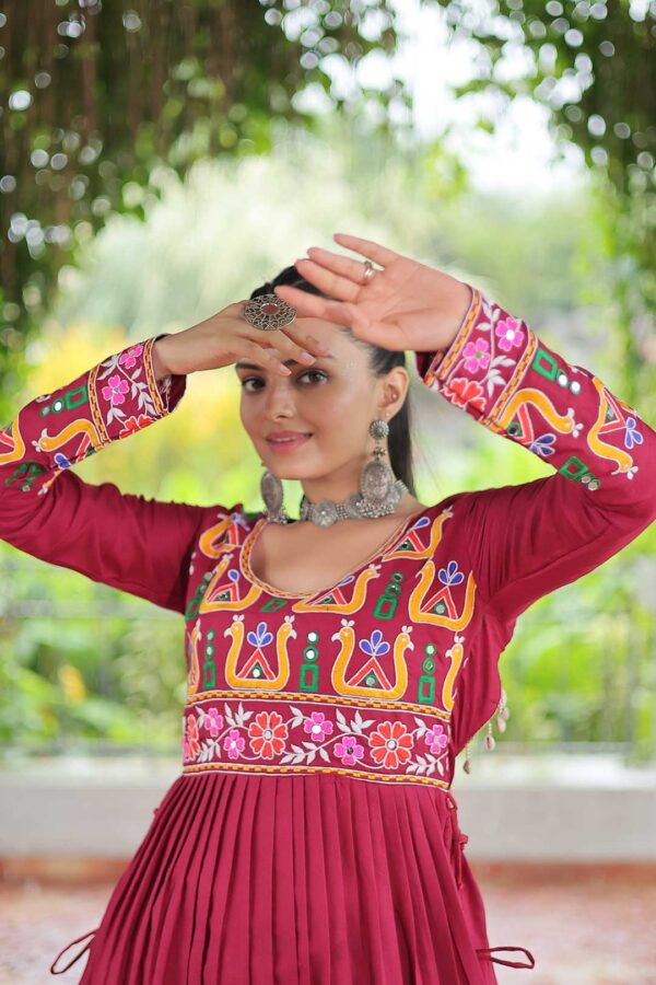 Maroon 14 Kg Reyon Kurti with Kutchi Gamthi Embroidery – Ethnic Royal Charm