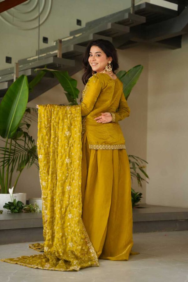Mehendi Green Embroidered Sharara Suit – Beads & Zari Work