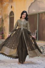 Mendi-Green-Embroidered-Faux-Georgette-Suit-Set-with-Dupatta-3