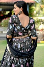 Midnight-Bloom-–-Black-Chinnon-Printed-Lehenga-with-Sequins-Dupatta