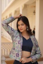 Midnight-Elegance-Navy-Chinnon-Lehenga-Set-with-Jacquard-Koti--3