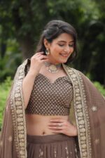 Mocha-Brown-Faux-Blooming-Heavy-Embroidered-Lehenga-Choli-with-Dupatta-