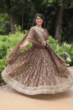 Mocha-Brown-Faux-Blooming-Heavy-Embroidered-Lehenga-Choli-with-Dupatta-2