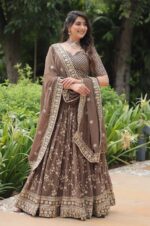 Mocha-Brown-Faux-Blooming-Heavy-Embroidered-Lehenga-Choli-with-Dupatta-3