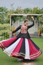 Multicolour-8-Meter-Flair-Lehenga-with-Kutchi-Work-Peplum-Top-3