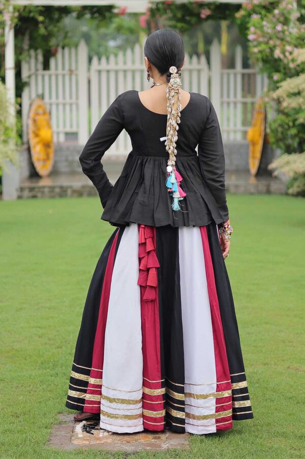 Multicolour 8-Meter Flair Lehenga with Kutchi Work Peplum Top