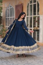 Navy-Blue-Embroidered-Anarkali-Gown-with-Heavy-Mirror-&amp;-Gold-Work-Border-3