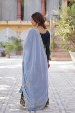Navy-Blue-Embroidered-Kurti-&amp;-Plazzo-Set-with-Sky-Blue-Cutwork-Dupatta-4