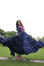 Navy-Blue-Kutchi-Gamthi-Embroidered-Reyon-Gown-with-Mirror-Work-&amp;-Gota-Patti-Lace-3
