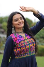 Navy-Blue-Kutchi-Gamthi-Embroidered-Reyon-Gown-with-Mirror-Work-&amp;-Gota-Patti-Lace-4