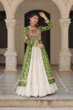 Perot-Kora-Cotton-Lehenga-with-Bandhani-Kutchi-Work-Kurti-Set-3
