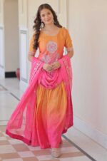 Pink-Chinnon-Print-Embroidered-Kurti-Set-with-Dupatta--3