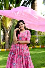 Pink-Chinnon-Printed-Lehenga-with-Sequins-Dupatta