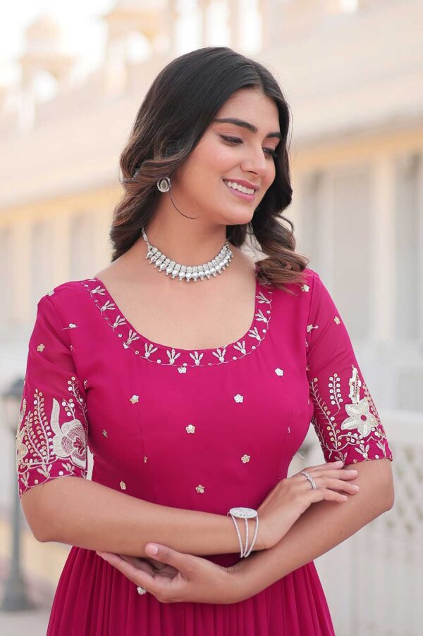 Royal Charm – Pink Faux Blooming Gown with Grand Flair