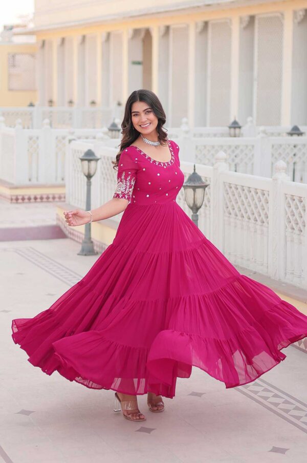 Royal Charm – Pink Faux Blooming Gown with Grand Flair
