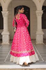 Pink-Kora-Cotton-Lehenga-with-Bandhani-Kutchi-Work-Kurti-Set