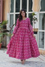 Pink-Pure-Cotton-Anarkali-Set-with-Printed-Dupatta-3