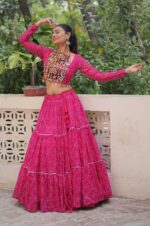 Pink-Traditional-Bandhej-Lehenga-Choli-Set-with-Gotta-Patti-&amp;-Gamthi-Embroidery-4