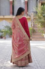 Pink-Viscose-Georgette-Gown-with-Heavy-Zari-&amp;-Sequence-Work-and-Dupatta-4