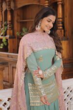 Pista-Green-Georgette-Sharara-Suit-with-Embroidered-Yoke-and-Dupatta-4