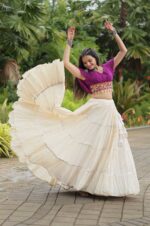 Purple-Designer-Kora-Cottan-Lehenga-With-Leheriya-&amp;-Kutchi-Patchwork-Blouse--3