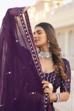 Purple-Faux-Blooming-Heavy-Embroidered-Lehenga-Choli-Set-with-Dupatta