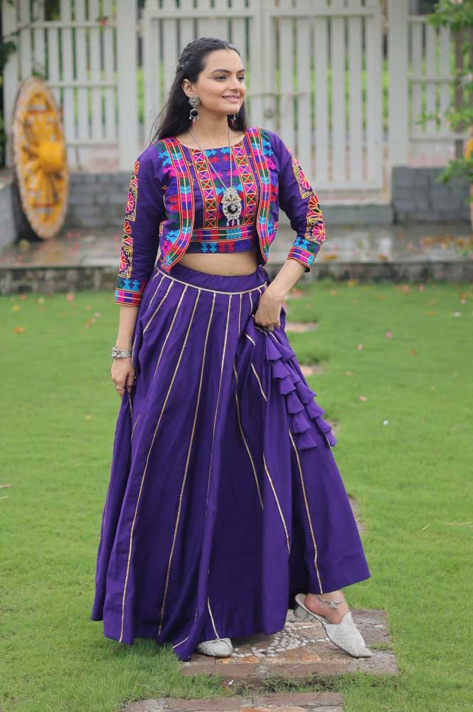 Purple Gamthi Embroidered Lehenga Choli – Koti Style