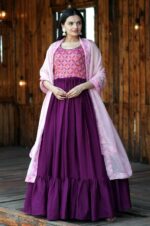 Purple-Georgette-Gown-with-Embroidered-Bodice-and-Pink-Dupatta-2