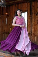 Purple-Georgette-Gown-with-Embroidered-Bodice-and-Pink-Dupatta-3