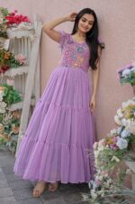 Purple-Georgette-Gown-with-Embroidered-Bodice-and-Tiered-Ruffle-Hem-3