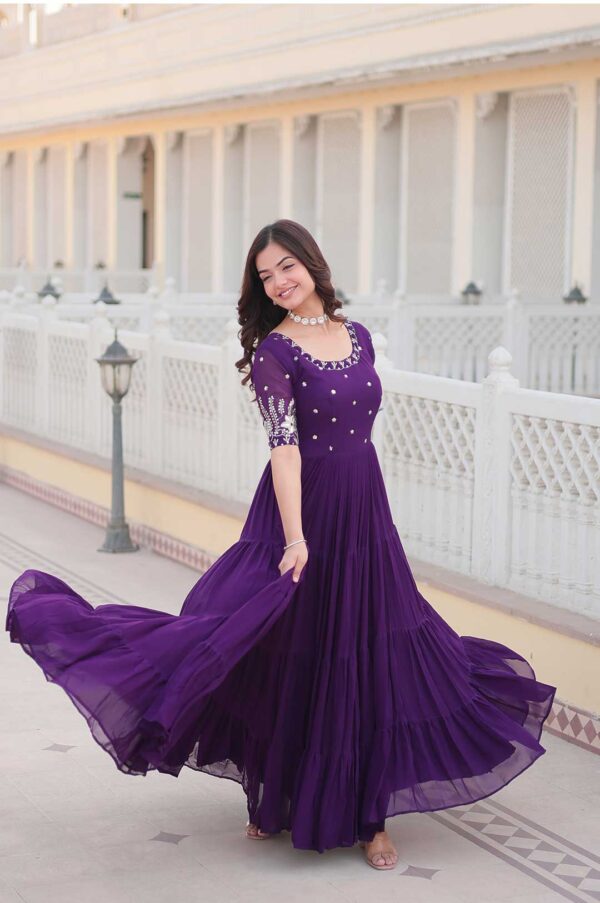 Majestic Elegance – Purple Gown with 12-Meter Flair